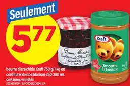 Maxi BEURRE D'ARACHIDE KRAFT 750 G/1 KG OU CONFITURE BONNE MAMAN 250-380 ML offer