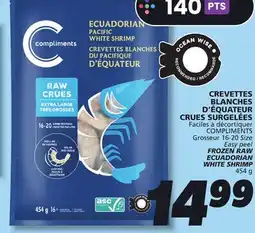 IGA COMPLIMENTS FROZEN RAW ECUADORIAN WHITE SHRIMP offer
