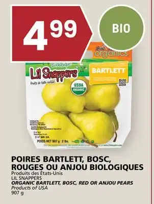 Rachelle-Bery Grocery LIL SNAPPERS ORGANIC BARTLETT, BOSC, RED OR ANJOU PEARS offer