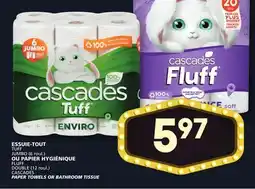 Marches Tradition TUFF JUMBO (6 roul.) FLUFF DOUBLE (12 roul.) CASCADES PAPER TOWELS OR BATHROOM TISSUE offer