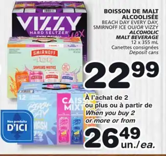 Marches Tradition BEACH DAY EVERY DAY, SMIRNOFF ICE OR VIZZY ALCOHOLIC MALT BEVERAGE offer