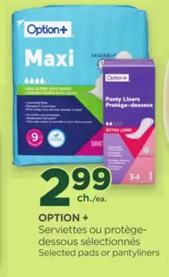 Proxim OPTION + Selected pads or pantyliners offer