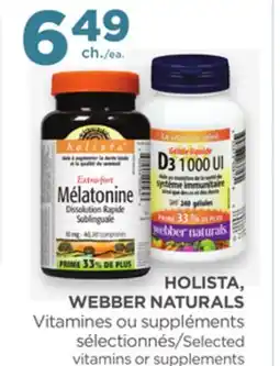 Proxim HOLISTA, WEBBER NATURALS Selected vitamins or supplements offer