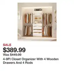Wayfair 4-9Ft Closet Organizer With 4 Wooden Drawers And 4 Rods offer