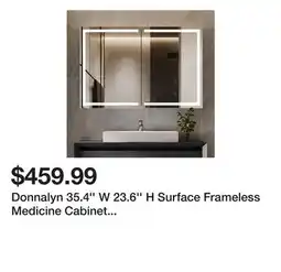 Wayfair Donnalyn 35.4'' W 23.6'' H Surface Frameless Medicine Cabinet Mirror 3 Fixed offer