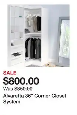 Wayfair Alvaretta 36 Corner Closet System offer