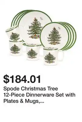 Wayfair Spode Christmas Tree 12-Piece Dinnerware Set with Plates & Mugs, Service for 4 offer