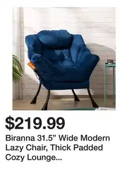 Wayfair Biranna 31.5 Wide Modern Lazy Chair, Thick Padded Cozy Lounge Chair with Armrest offer