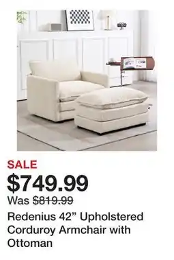 Wayfair Redenius 42 Upholstered Corduroy Armchair with Ottoman offer