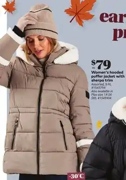 Giant Tiger Women's hooded puffer jacket with sherpa trim offer