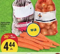 Marché Adonis OIGNONS JAUNES, BETTERAVES OU CAROTTES | CARROTS, BEETS AND YELLOW ONIONS offer