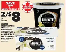 Loblaws Liberte mediterranee tubs or greek offer
