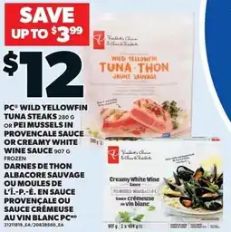 Loblaws PC wild yellowfin tuna steaks offer