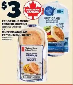 Loblaws PC or blue menu english muffins offer