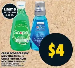 Loblaws Crest scope classic mouthwash offer