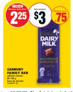 No Frills CADBURY FAMILY BAR, 80-100 G offer