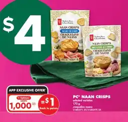 No Frills PC NAAN CRISPS, 170 G offer