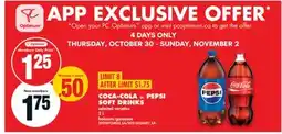 No Frills COCA-COLA or PEPSI SOFT DRINKS, 2 L offer