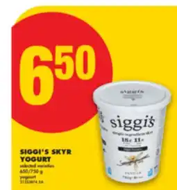 No Frills SIGGI'S SKYR YOGURT, 650/750 G offer