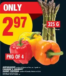 No Frills ASPARAGUS, 325 G OR FARMER'S MARKET SWEET PEPPERS, PKG OF 4 offer
