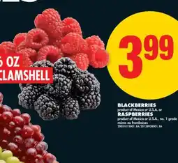 No Frills BLACKBERRIES OR RASPBERRIES, 6 OZ CLAMSHELL offer