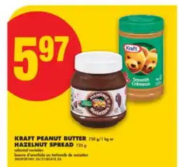No Frills KRAFT PEANUT BUTTER 750 g/1 kg or HAZELNUT SPREAD 725 g offer