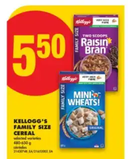 No Frills KELLOGG'S FAMILY SIZE CEREAL, 480-650 G offer