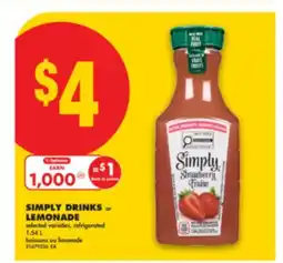 No Frills SIMPLY DRINKS or LEMONADE, 1.54 L offer