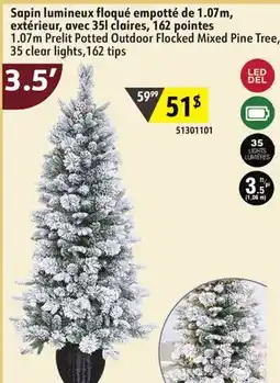 Sushi Shop 1.07m Prelit Potted Outdoor Flocked Mixed Pine Tree, 35 clear lights,162 tips offer