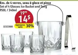 Sushi Shop Set of 4 Glasses Ice Bucket and Tong 950L / 340ml offer