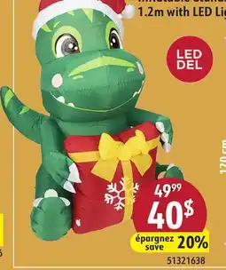 Sushi Shop Inflatable Standing Santa, Dinosaure 1.2m with LED Lights offer