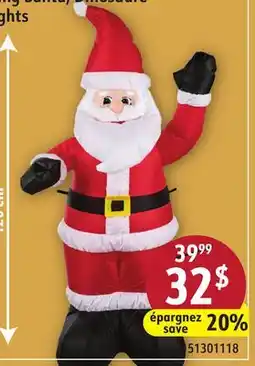 Sushi Shop Inflatable Standing Santa, Dinosaure 1.2m LED Lights offer