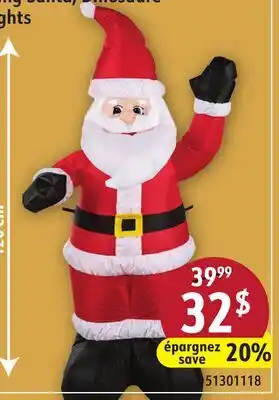 Sushi Shop Inflatable Standing Santa, Dinosaure 1.2m LED Lights offer