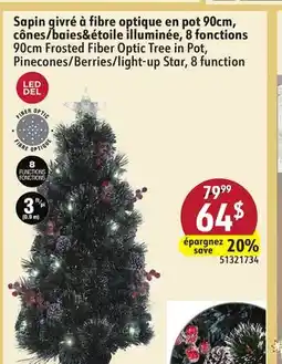 Sushi Shop 90 cm Frosted Fiber Optic Tree in Pot, Pinecones/Berries/light-up Star, 8 function offer