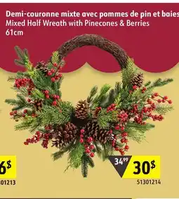 Sushi Shop Mixed Half Wreath with Pinecones & Berries 61 cm offer