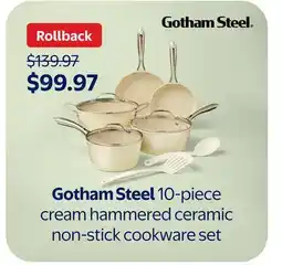 Walmart Gotham Steel 10-piece cream hammered ceramic non-stick cookware set offer