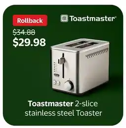 Walmart Toastmaster 2-slice stainless steel Toaster offer