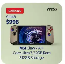 Walmart MSI Claw 7 AI+ offer