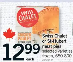 Fortinos SWISS CHALET OR ST-HUBERT MEAT PIES, 650-800 G offer