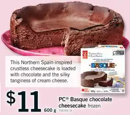 Fortinos PC BASQUE CHOCOLATE CHOCOLATE CHEESECAKE, 600 G offer