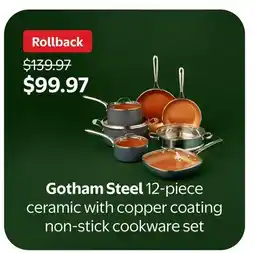 Walmart Gotham Steel 12-piece ceramic with copper coating non-stick cookware set offer