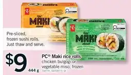 Fortinos PC MAKI RICE ROLLS, 444 G offer