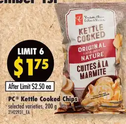 Fortinos PC KETTLE COOKED CHIPS, 200 G offer