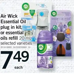 Fortinos AIR WICK ESSENTIAL OIL PLUG IN KIT, OR ESSENTIAL OILS REFILL, 20 ML offer