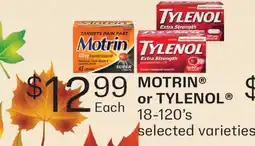 Fortinos MOTRIN or TYLENOL , 18-120' s offer