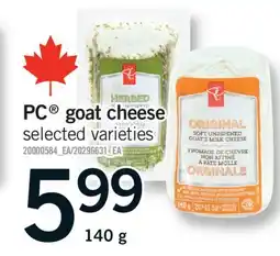 Fortinos PC GOAT CHEESE, 140 G offer