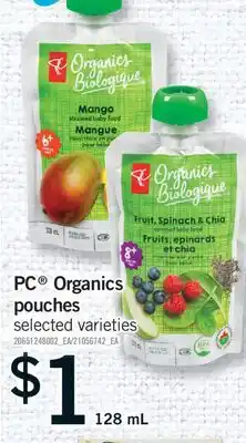 Fortinos PC ORGANICS POUCHES, 128 ML offer