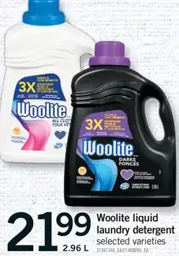 Fortinos WOOLITE LIQUID LAUNDRY DETERGENT, 2.96 L offer