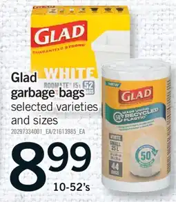 Fortinos GLAD GARBAGE BAGS, 10-52'S offer