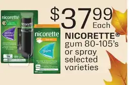 Fortinos NICORETTE GUM, 80-105'S OR SPRAY offer